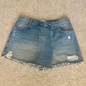 Zara Denim Distressed Skort (Skirt with Shorts)
